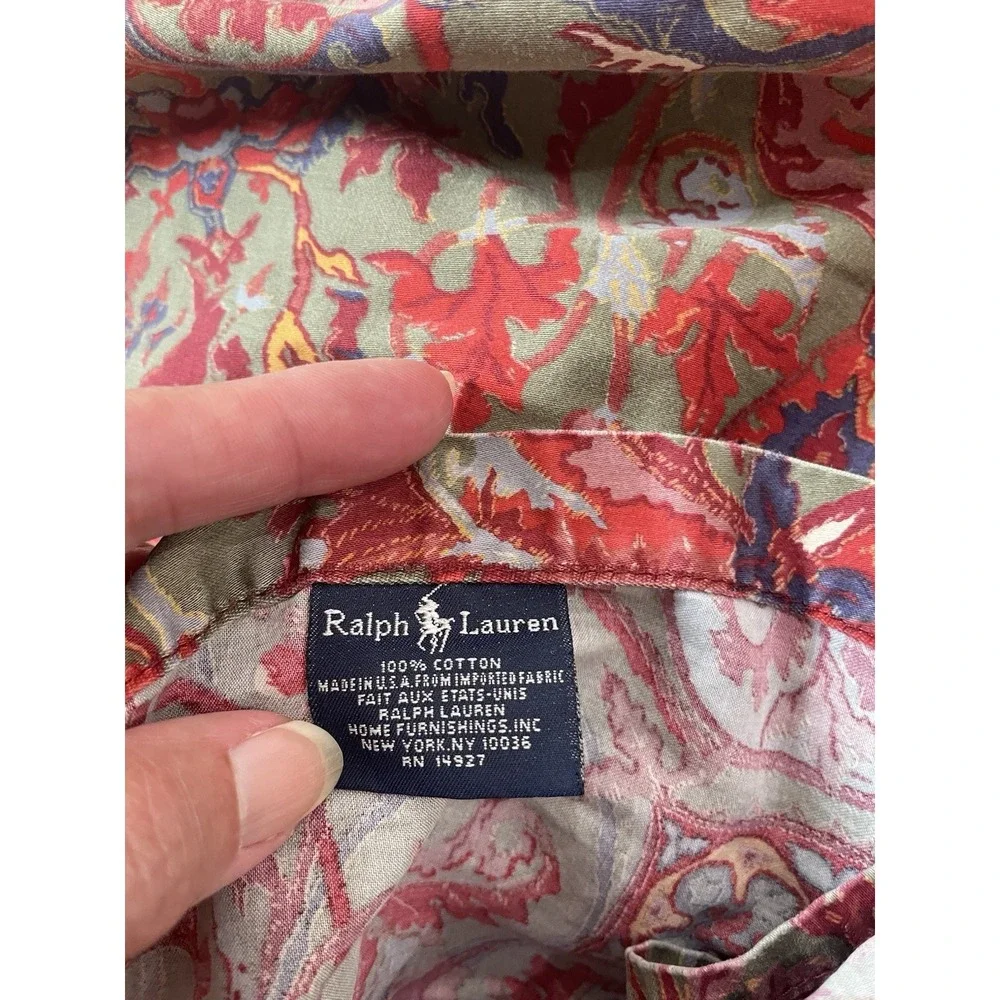 Vtg  Ralph Lauren Galahad Red QUEEN Flat Sheet Sateen Red Paisley